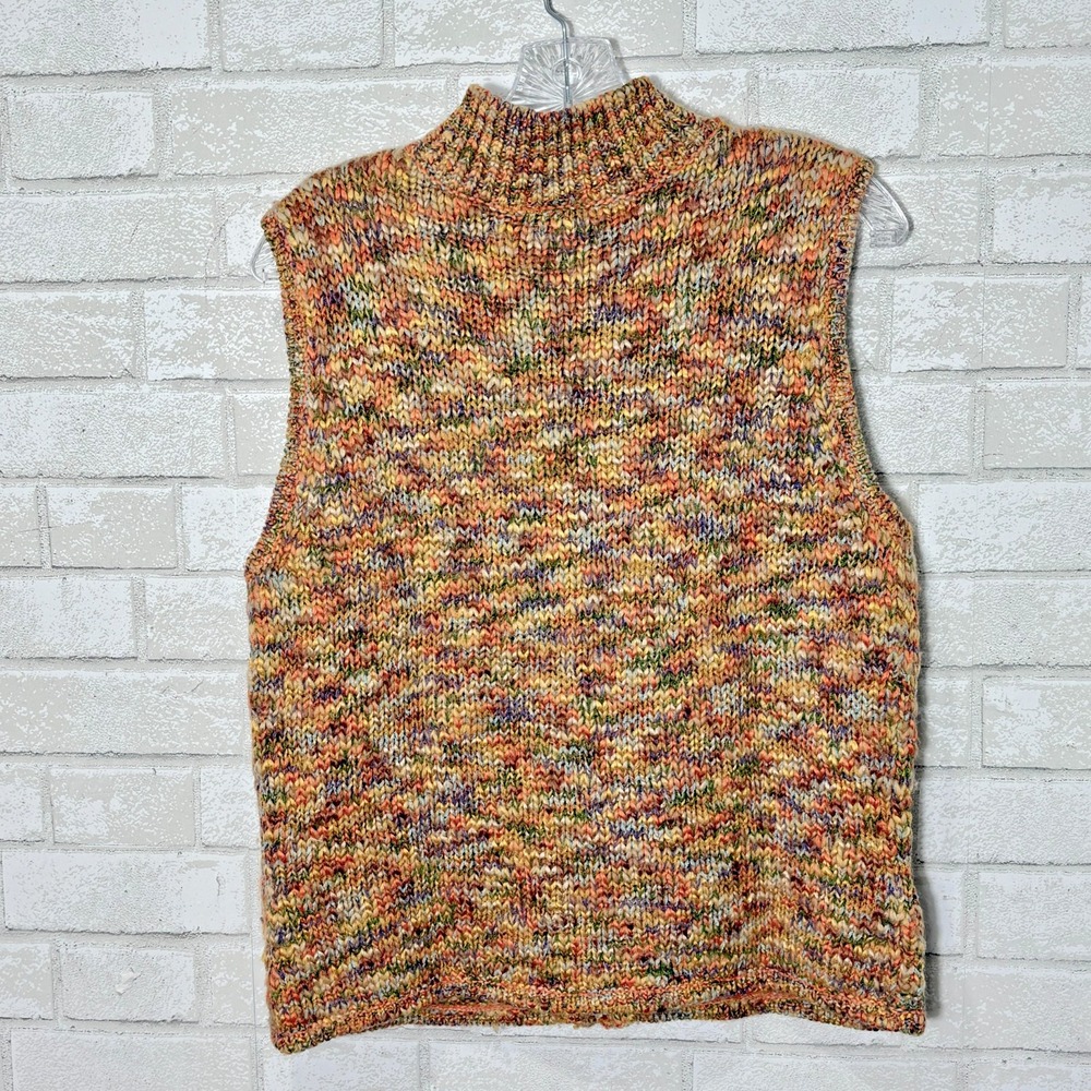 Vintage Wool Blend Marled Zip Sweater Vest Womens M Grandpa Rustic Earthy Fall - Picture 4 of 10